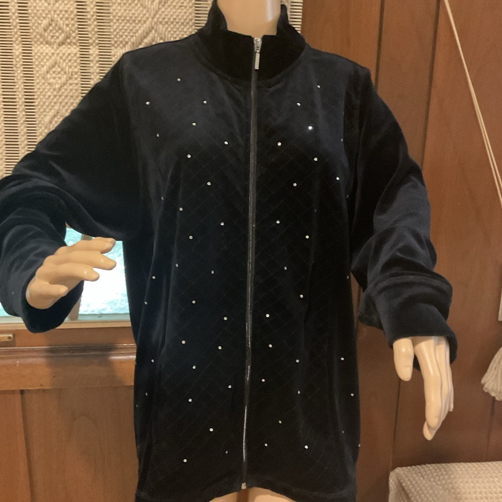 Beautiful  Quackery Facory  Black Velor & Rhinestone Jacket